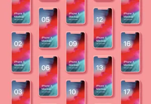 iPhone X Clay Front Isometric Style 苹果Xs白模正面角度 APP手机网页贴图展示PS...