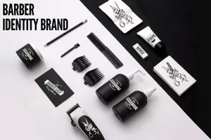 高品质的高端时尚理发店VI样机展示模型barber-shop-identity-brand