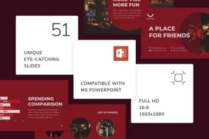 红色有设计感的PPT通用模板下载