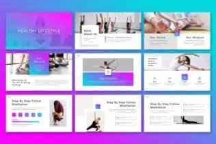 瑜伽或健康生活相关主题的ppt模板下载