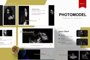 优雅简约高端的照片展示powerpoint幻灯片演示模板