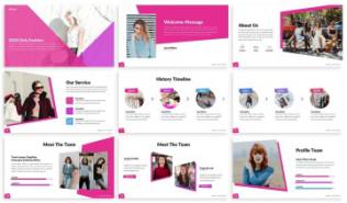 粉色女性时尚风格的ppt模板下载