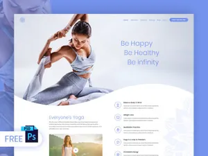 瑜伽工作室网页设计PSD模板 Yoga Web Design PSD Templ