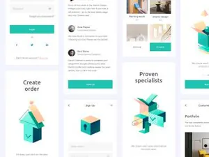 家政服务清洁工快递人员移动APP平台UI界面素材 Free Mobile UI