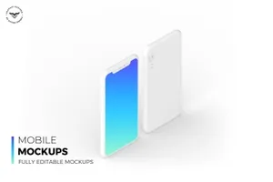 刘海屏手机正反面预览样机模板 Mobile Light Mockups
