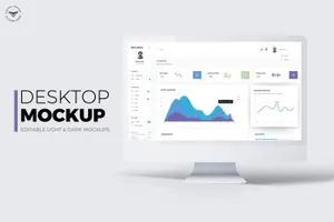 酷黑一体机电脑Web设计屏幕演示样机 Desktop Mockups