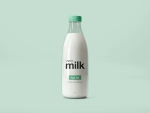牛奶玻璃瓶外观设计图样机模板 Milk Glass Bottle Mockup