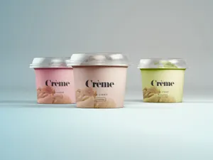 迷你冰淇淋杯外观设计图样机PSD模板 Mini Ice Cream Cup Mockups