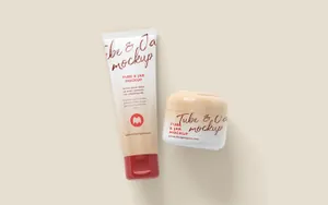 护手霜/保湿霜美妆产品包装贴图模版 Cosmetic tube and jar mockup