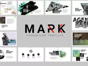 强大且富有创意的时尚现代商务主题演讲幻灯片演示文稿Mark03 Powerpoint