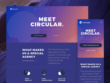 彩色渐变漂亮反应灵敏且独特的登陆页面Circular Uni