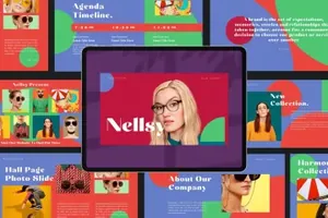 超现代独特撞色设计简约演示营销提案ppt模板 Nellsy Googleslide Template