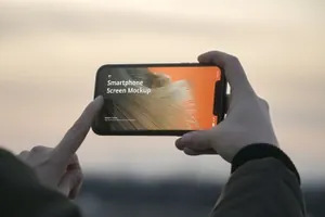 高品质的户外场景iPhone 11 pro APP UI样机展示模型