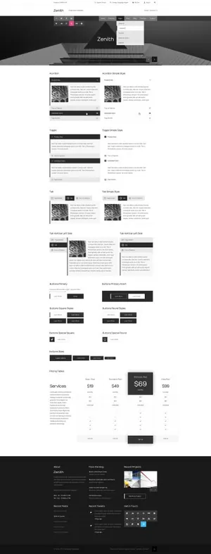 68+高质量现代浅深双色风格Web网站模板 Zenith W