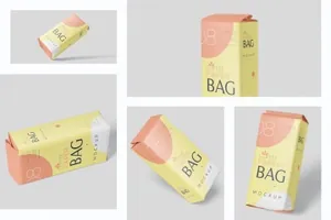 咖啡粉咖啡豆纸袋包装样机模板 Coffee Paper Bag Mockup Set