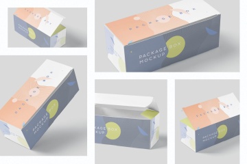 宽矩形包装盒外观设计效果图样机 Package Box Mock-Up Set – Wide