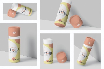 纸管包装外观设计效果图样机模板 Paper Tube Packaging Mockup Set