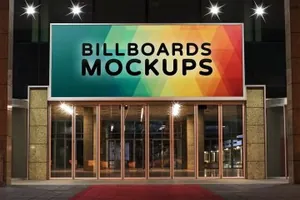 夜晚场景的户外广告牌样机billboards_mockups_at_night