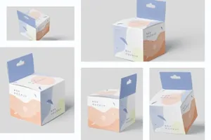 挂耳式迷你方形包装盒样机模板 Box Mockup Set – Mini Square with Hanger