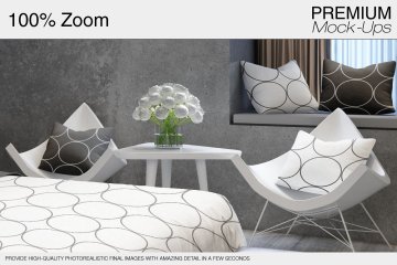 高端居家卧室床上用品样机Beddings Pack