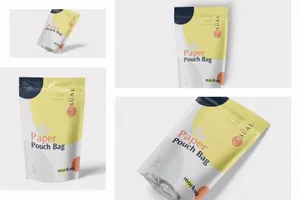食品自封袋包装设计效果图样机 Paper Pouch Bag Mockup – Large Size