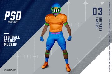 站立的橄榄球(美式足球)整套套装设计样机素材