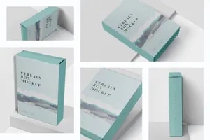 大尺寸麦片盒包装外观设计样机 Cereals Box Mockup – Big Size in Rectangular