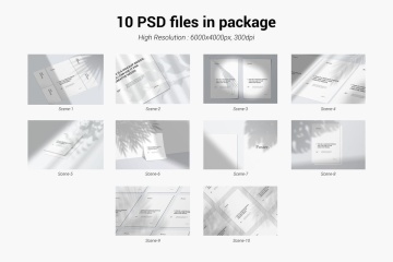 不同视角植物阴影背景海报设计效果图样机 Poster Mockup Kit