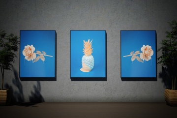 海报样机-混凝土墙和木地板mockups