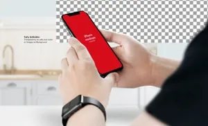 高品质的手持iPhone 11 APP UI样机展示模型