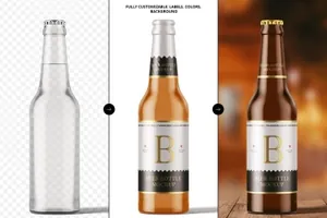 啤酒瓶设计展示样机素材