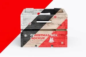 圣诞收纳储物木框样机展示模板