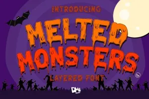万圣节恐怖英文字体 Melted Monster - Halloween Pack