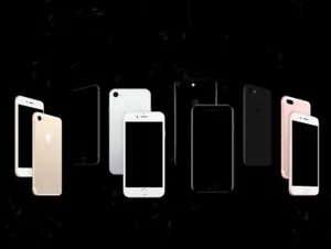 时尚黑色iPhone7和iPhone7 puls手机显示设备PSD贴图样机模型Uidea Mockups