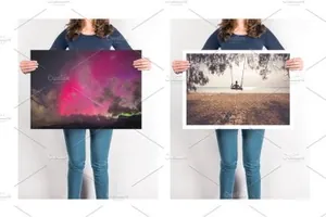 模特手持海报设计展示模型样机 Artwork Presentation