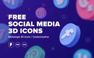 高质量社交媒体3D LOGO图标素材分享 FREE Social Media 3