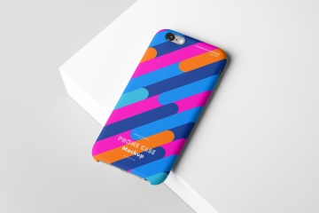 时尚高端简约逼真质感的高品质手机壳VI样机展示模型