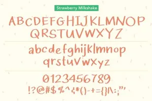 可爱有趣的草莓奶昔的手写英文字体 Strawberry Milkshake Font