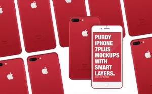 iPhone7特别版模型PSD贴图模板iPhone 7 Red Free Moc