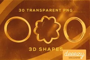 30 Metalic PNG Shapes 金属透明PNG元素 设计元素