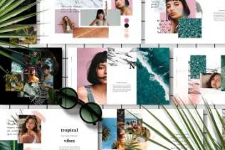 夏季热带主题拼贴风格PPT幻灯片模板  PORTARICA - Powerpoint Template