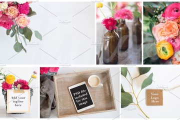 漂亮多彩的花卉 Floral Stock Photos Tablet Mockup