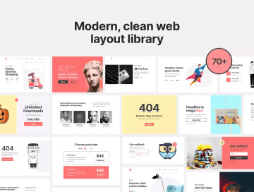 现代简约多用途的网页布局设计Web UI套件