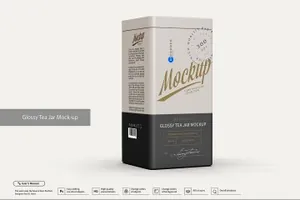 光泽的茶叶包装盒展示样机下载 Glossy Tea Jar Mock