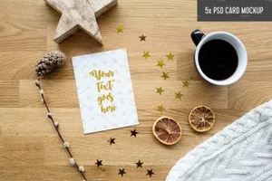 高品质的优雅邀请函婚礼请帖样机展示模型mockups