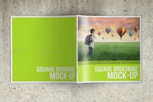 书籍画册模型PSD贴图模板Square Brochure Mock-up