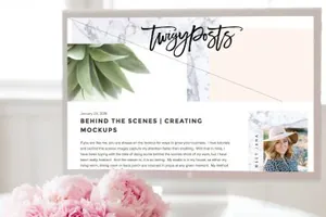 84桌面样机与粉红牡丹 Desktop Mockup with Pink Peonies