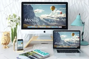 苹果设备响应式网页设计展示 imac iphone macbook