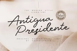 手写狂草英文字体 Antigua Presidente - Script Font