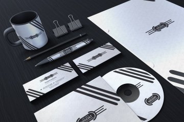 黑色高端商务品牌办公用品样机模板Black Branding Identity